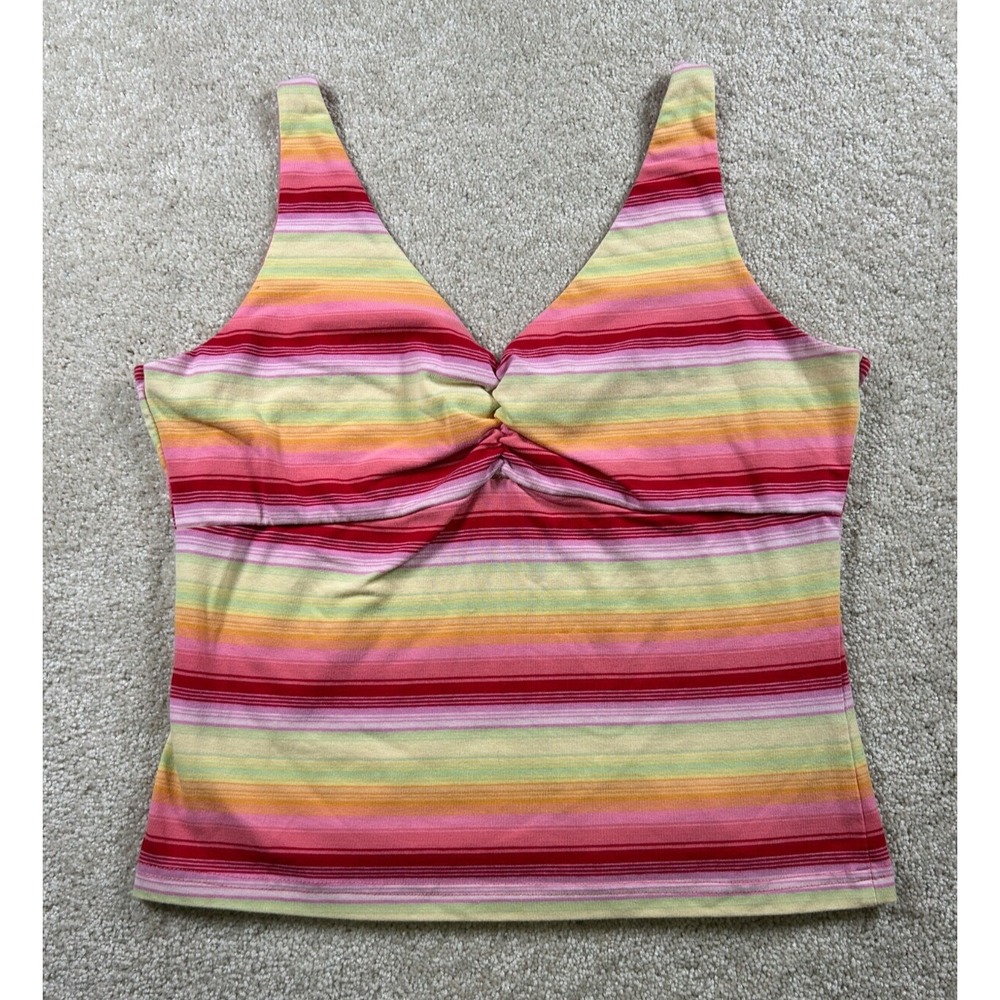 Energieā Womens Size Xl Cropped Rainbow Striped Tank Strappy Kidcore